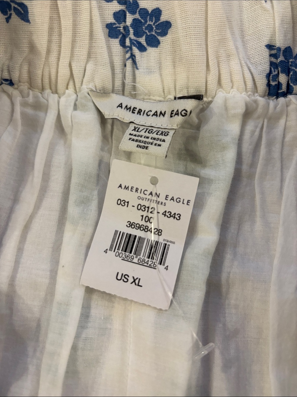 American Eagle Tiered Maxi Skirt Blue & Green Floral Pattern on White XL NWT - Picture 7 of 8